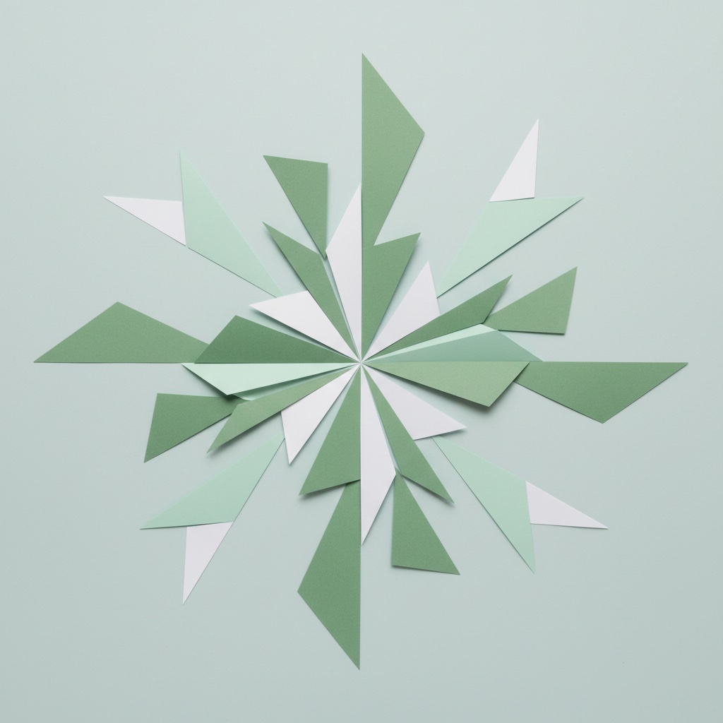 Abstract radiant geometric shapes in sage green and mint, representing neurodivergent cognitive strengths